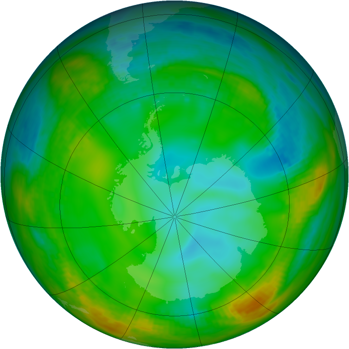 Antarctic ozone map for 07 July 1981